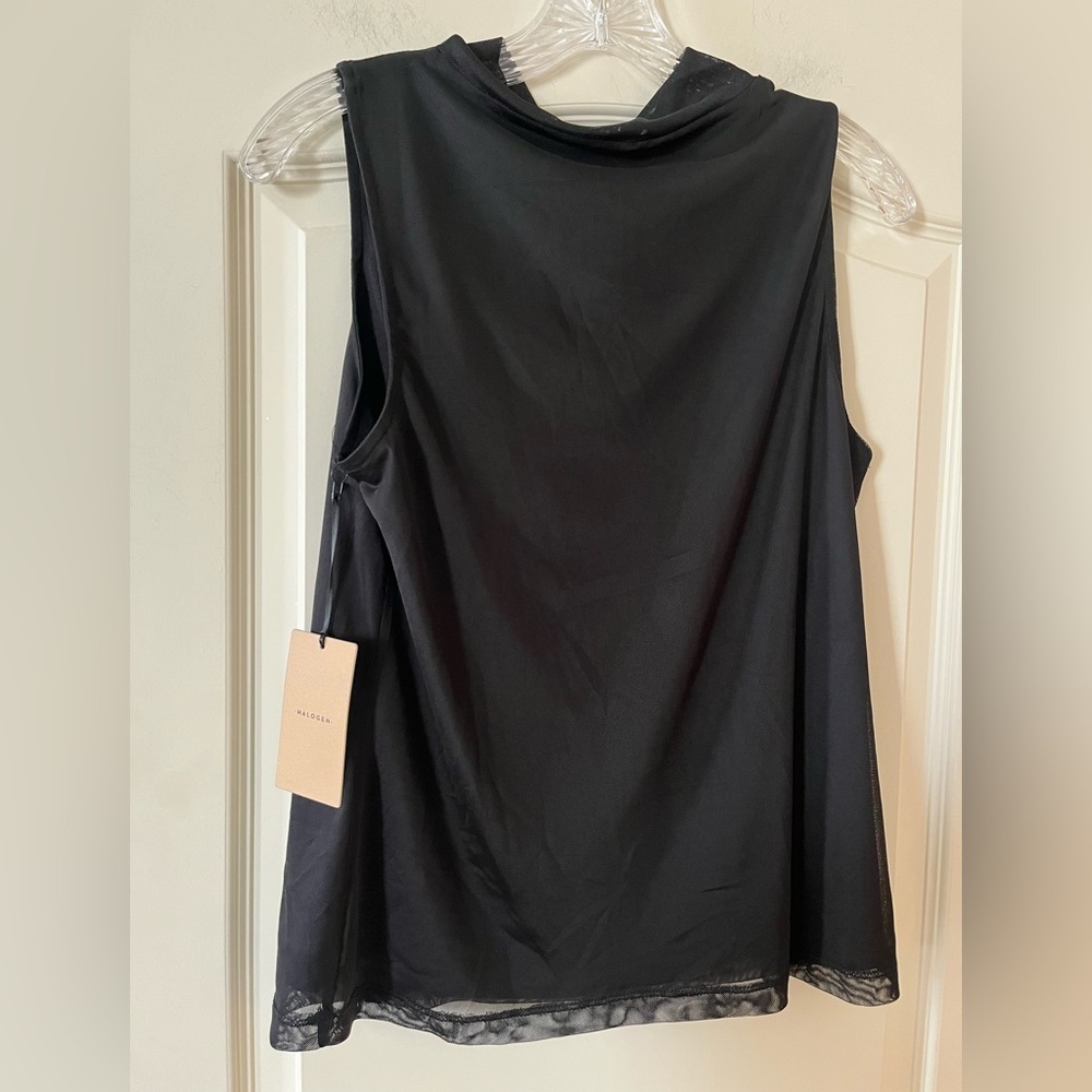 Halogen Rich Black Sleeveless Lined Drop Neckline Blouse Women’s Size Small - Picture 3 of 14